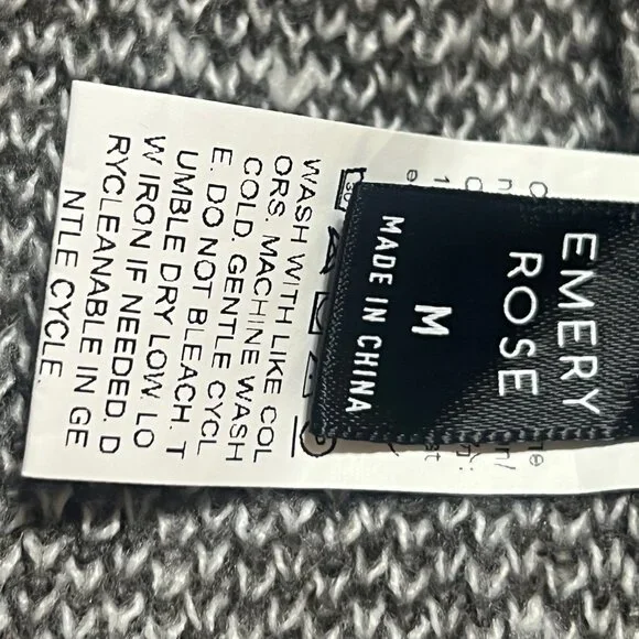 Emery Rose Long Open Cardigan Sweater Duster Brown and White Chevron Medium - Picture 12 of 13